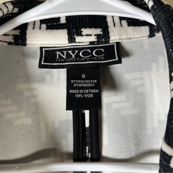 NYCC Bold Black White Houndstooth Gold Button Jacket Boyfriend Blazer Size S - Picture 6 of 6